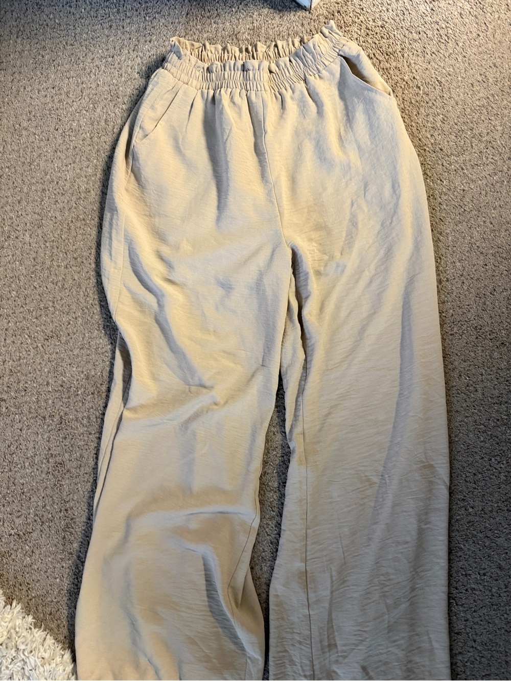 Streetwear Society Tan Elastic Waist Wide-Leg Pants